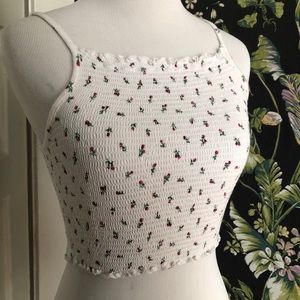 Shirred Rose Print Crop Top | Small